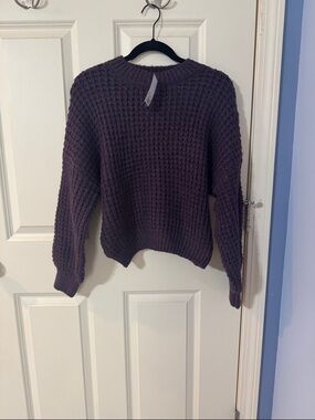 SO Plum Textured Waffle Crewneck Sweater